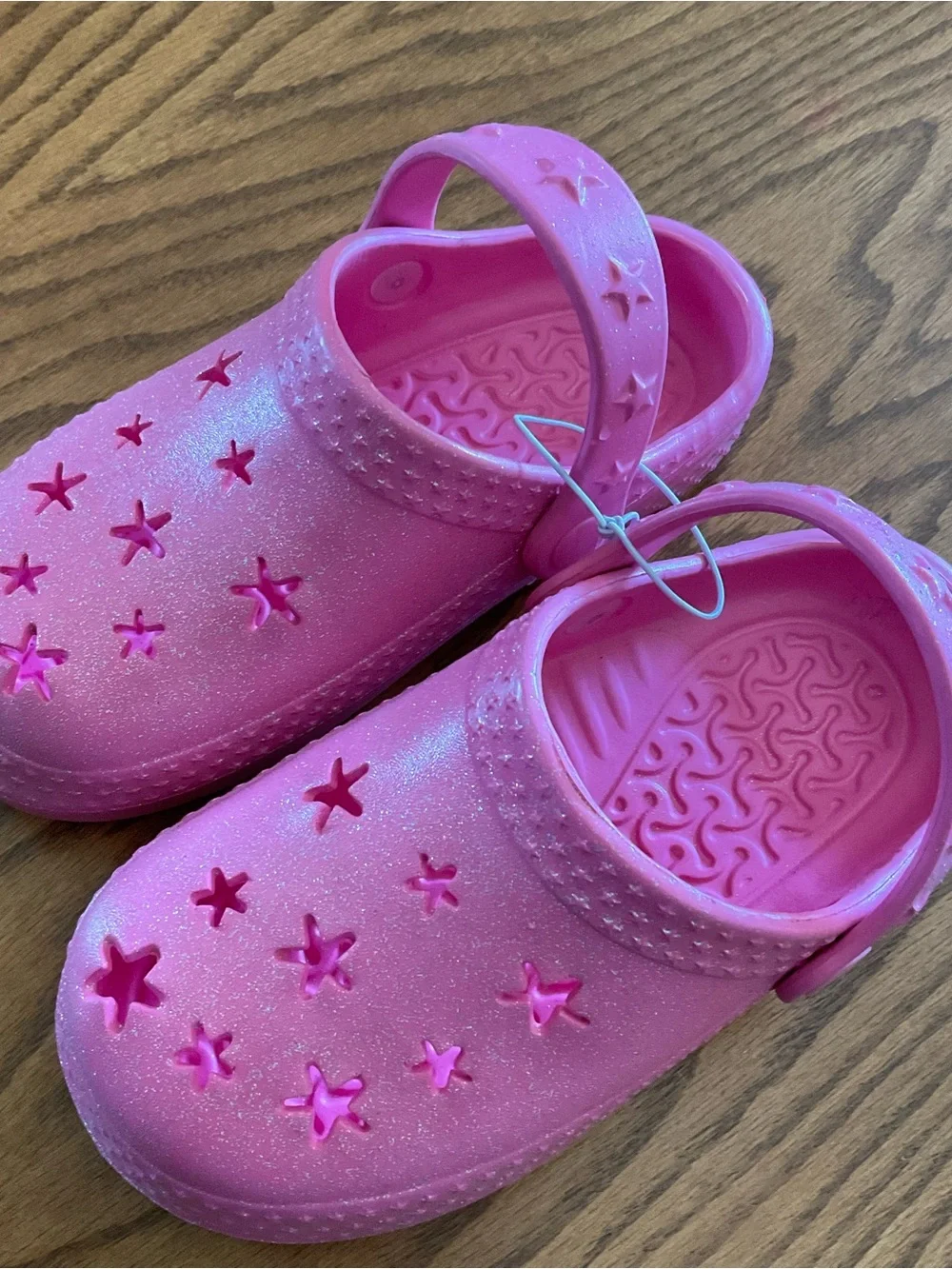 Girls’ Pink Sparkly Glitter Star-Cutout Clog-Style Sandals, Sz M (13/1)